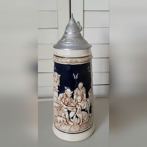 VINTAGE GERMANY STONEWARE POTTERY BEER STEIN 11"